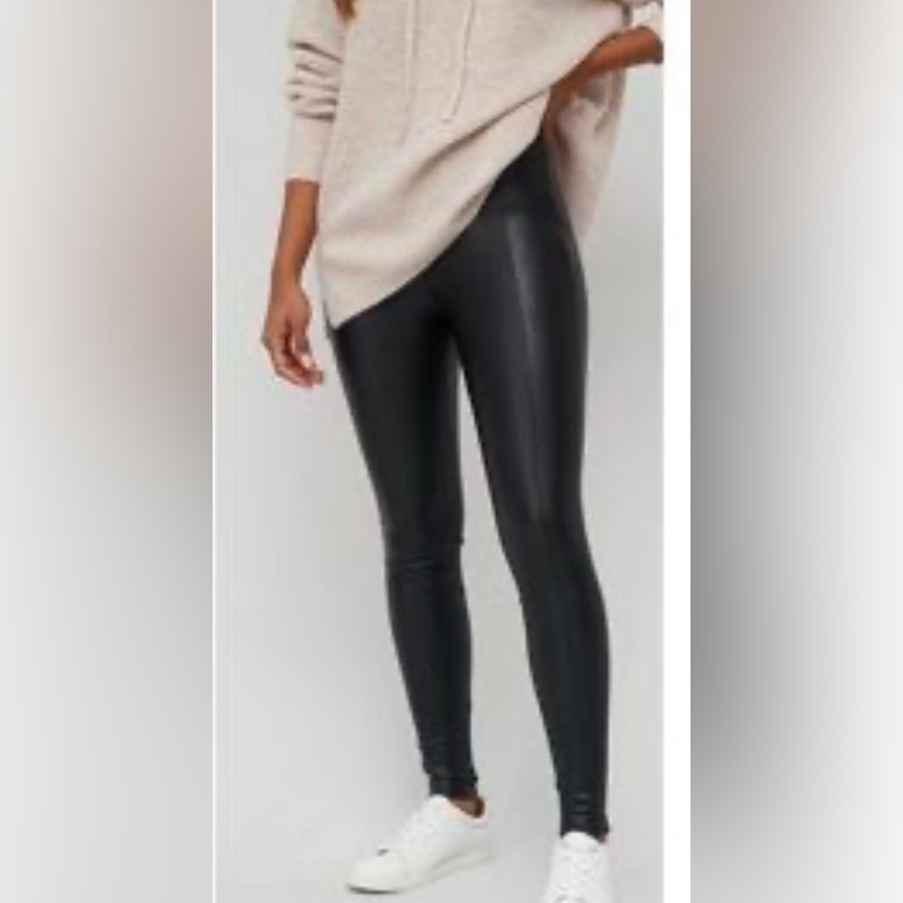 All worthy large, black, shiny leggings